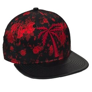 BLVD Supply Snapback Hat Red Black Palm Tree Logo OSFM Streetwear California Cap